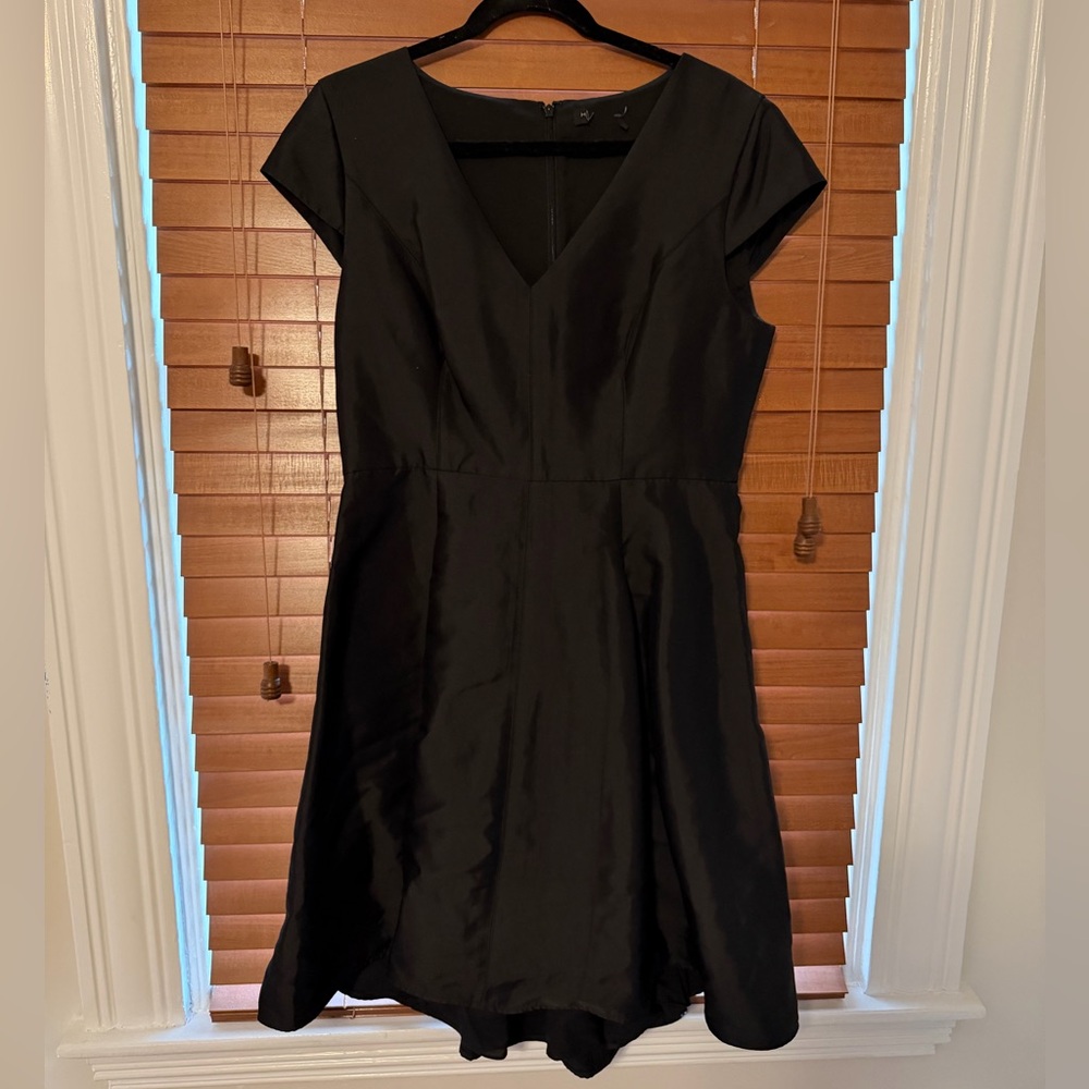 Halston Heritage Black V-Neck Fit-and-Flare Mini Dress
